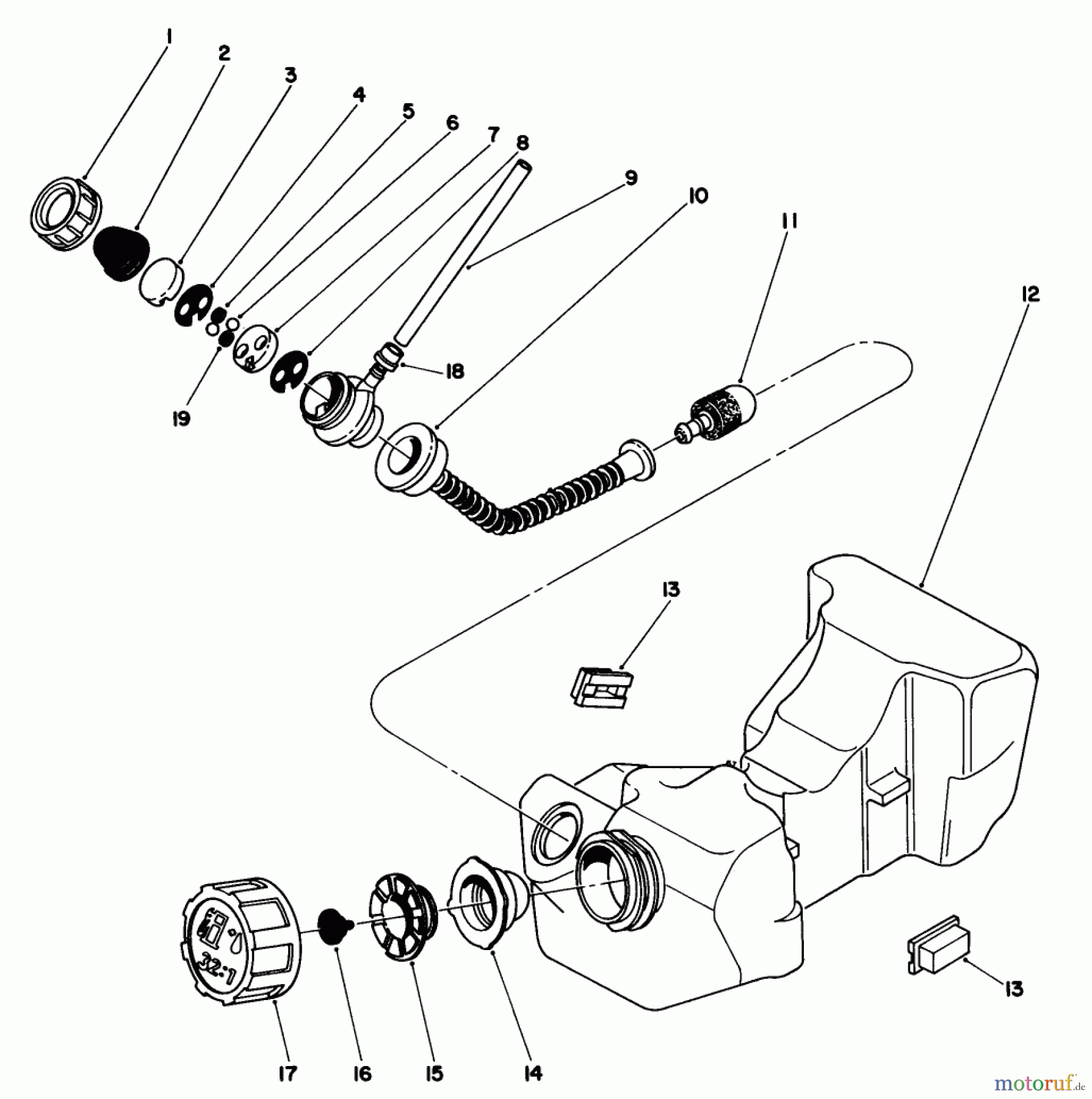  Toro Neu Trimmers, String/Brush 51660 (TC 3500) - Toro TC 3500 Gas Trimmer, 1989 (9000001-9999999) FUEL TANK ASSEMBLY