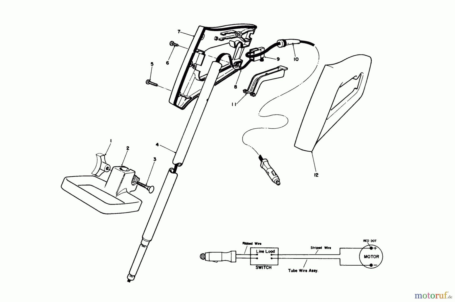  Toro Neu Trimmers, String/Brush 51770 - Toro 12 Volt Electric Trimmer, 1991 (1000001-1999999) HANDLE ASSEMBLY