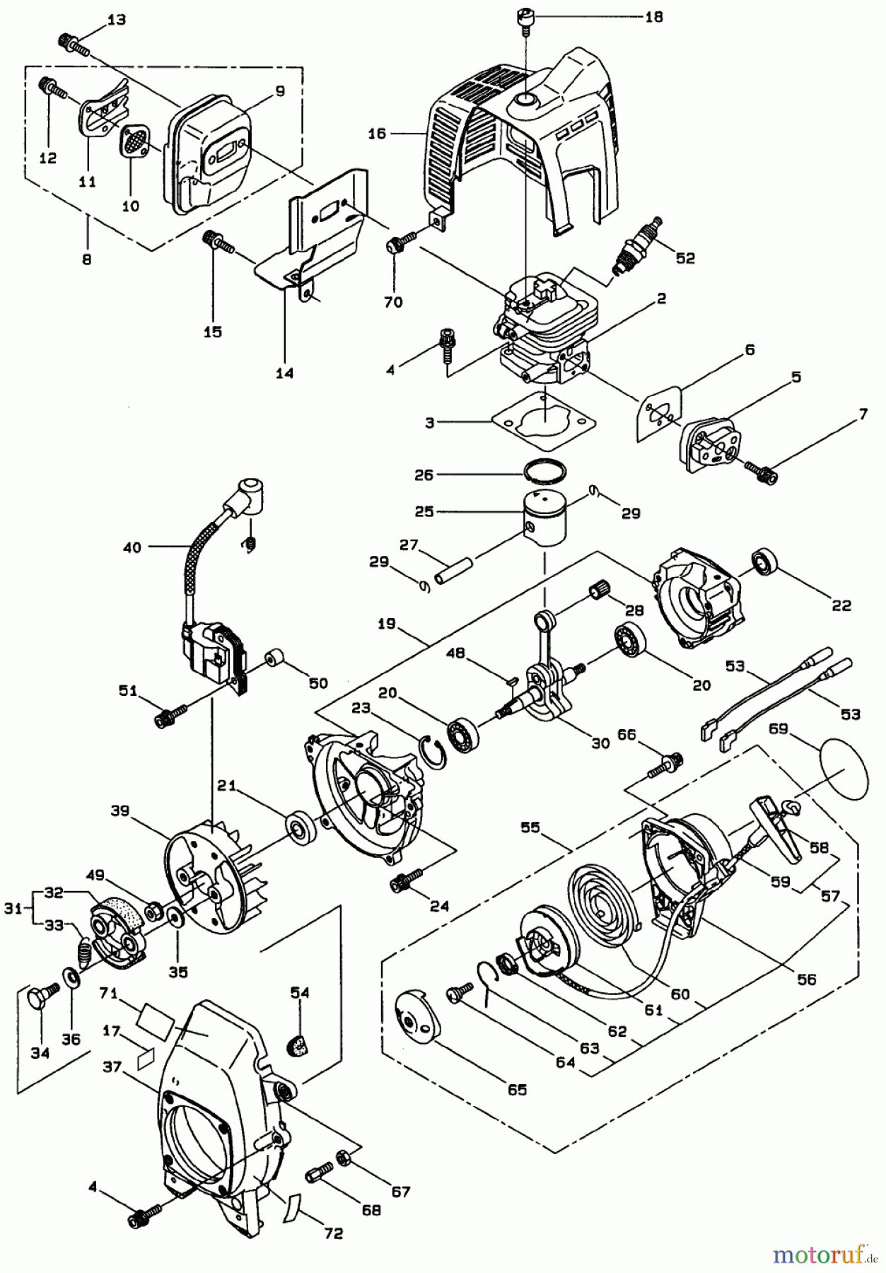  Toro Neu Trimmers, String/Brush 53009 - Toro Gas Trimmer, Straight Shaft, 2000 (200000001-200999999) ENGINE ASSEMBLY