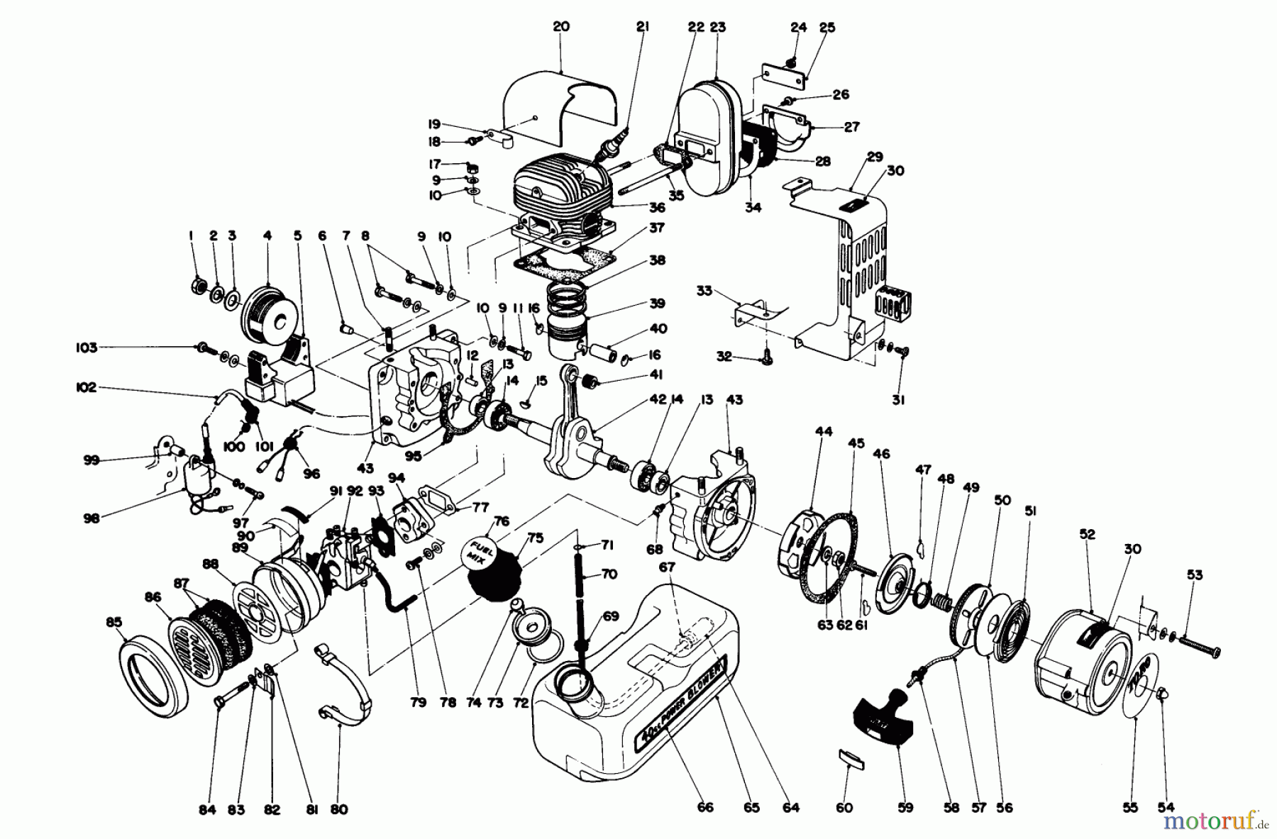  Laubbläser / Laubsauger 30940 - Toro 40cc Back Pack Blower (SN: 2000001 - 2999999) (1982) ENGINE ASSEMBLY