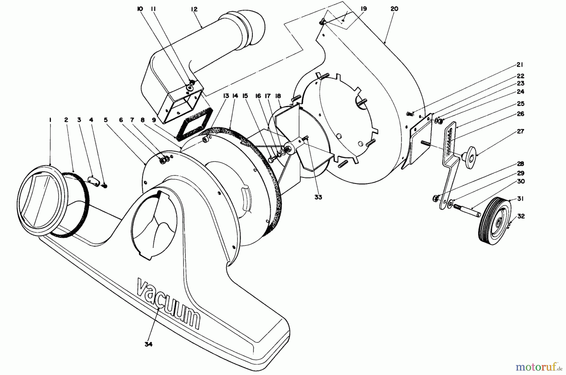  Laubbläser / Laubsauger 62900 - Toro 5 hp Lawn Vacuum (SN: 3000001 - 3999999) (1973) BLOWER HOUSING AND FAN ASSEMBLY