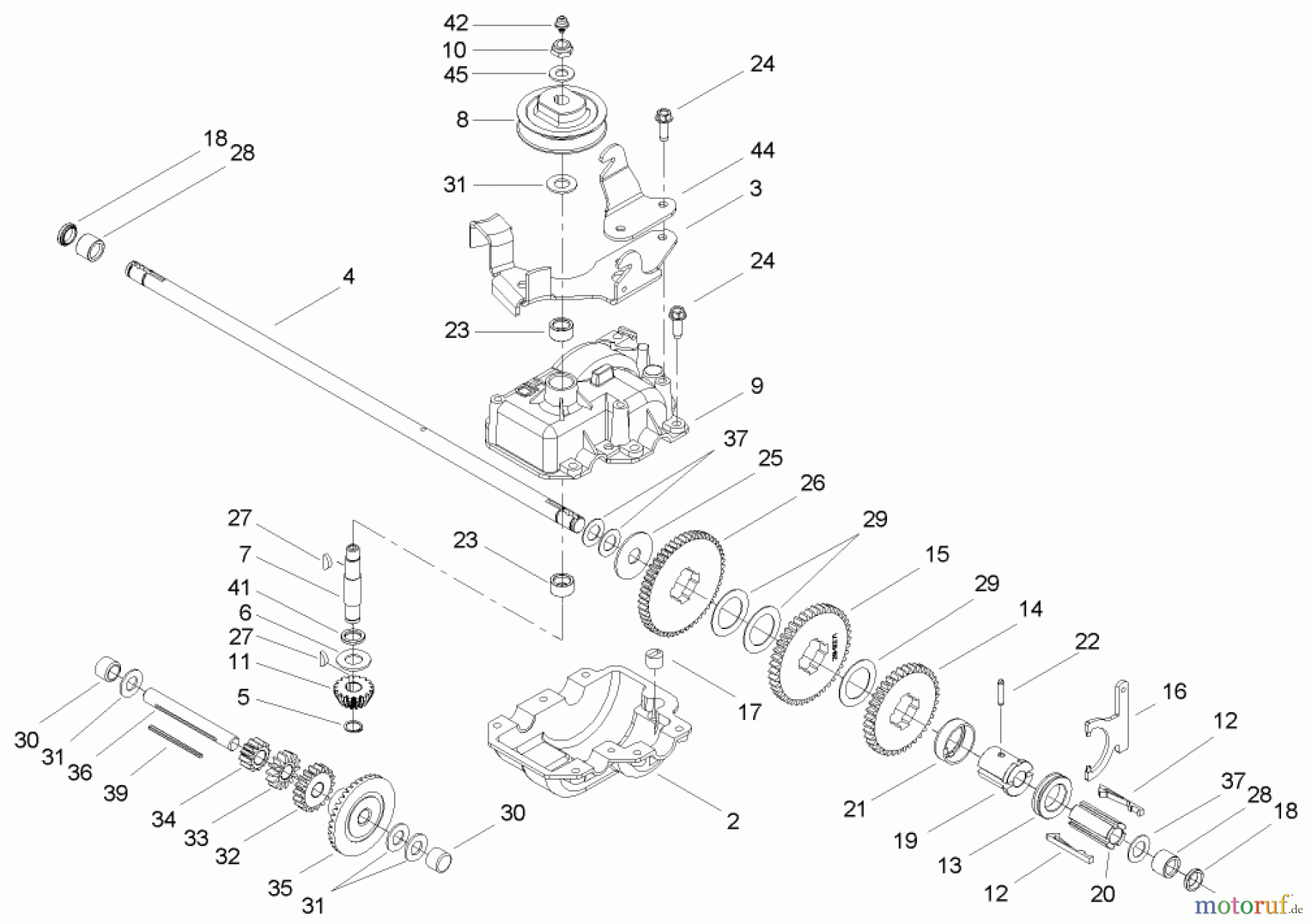  Rasenmäher 22168TE - Toro 53cm Heavy-Duty Recycler Mower (SN: 250000001 - 250999999) (2005) GEAR CASE ASSEMBLY NO. 74-1861