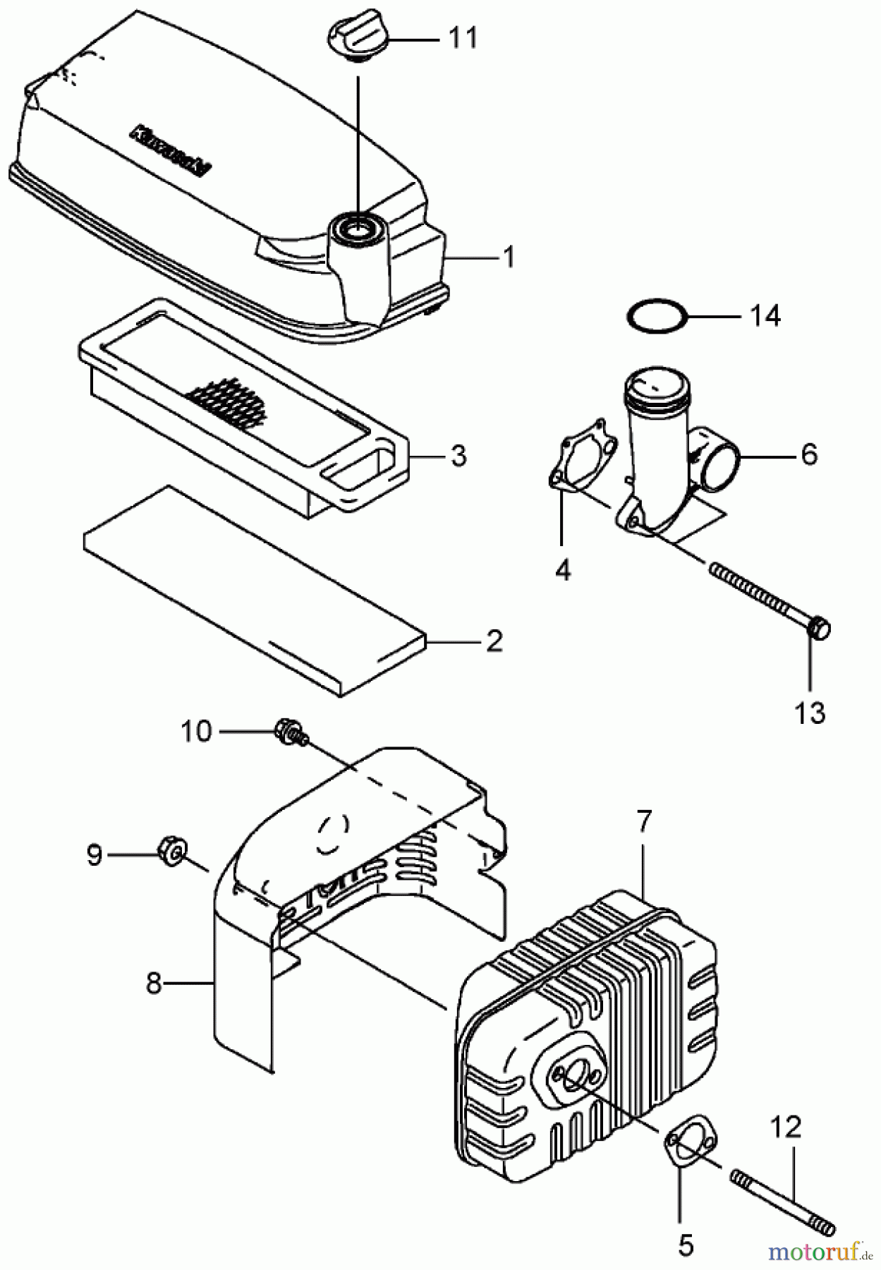  Rasenmäher 22179TE - Toro 53cm Heavy-Duty Rear Bagger Mower (SN: 260000001 - 260999999) (2006) AIR FILTER AND MUFFLER ASSEMBLY