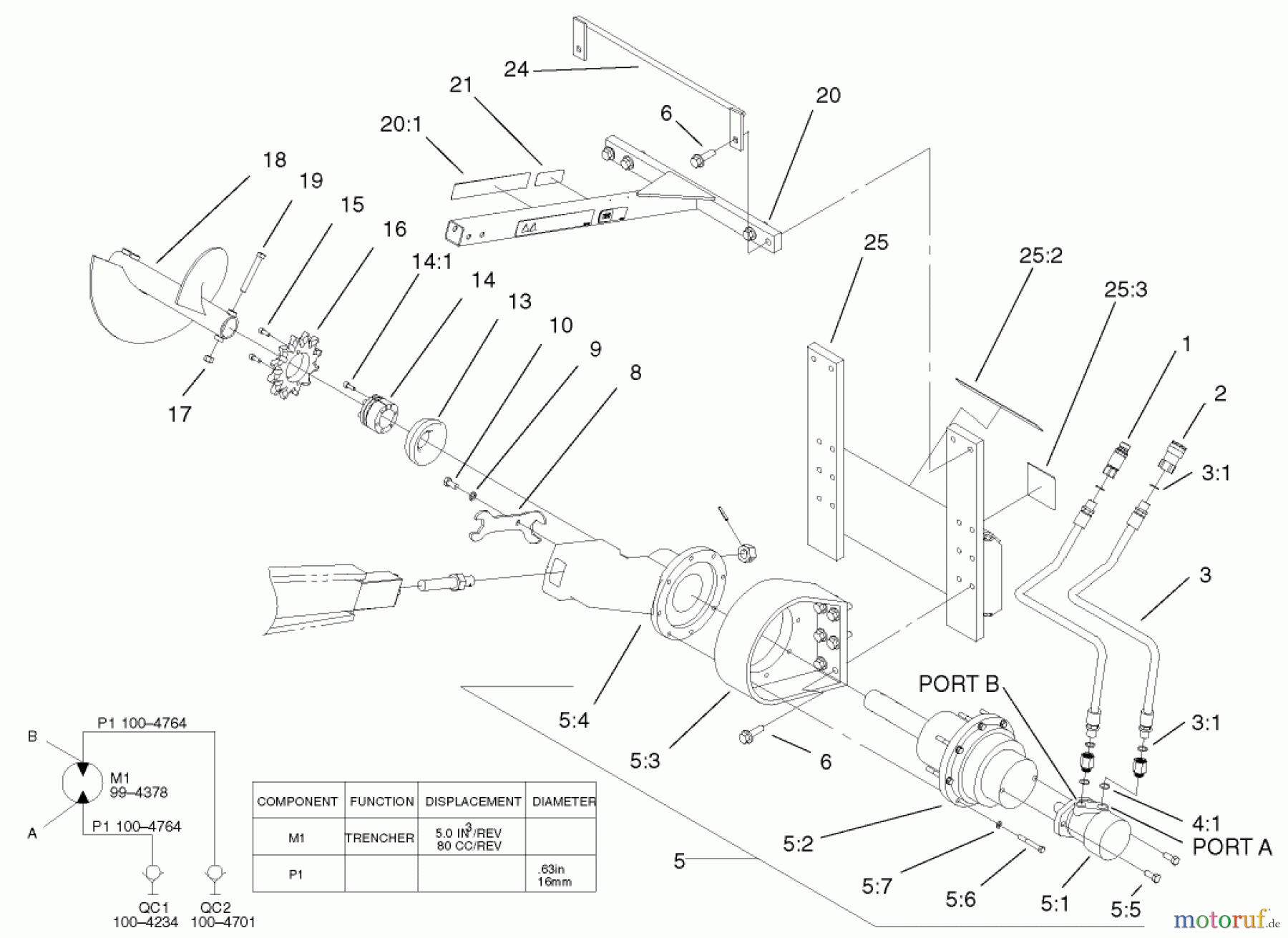  Compact Utility Attachments 22447 - Toro Trencher Head, Dingo Compact Utility Loader (SN: 210000001 - 210999999) (2001) TRENCHER ASSEMBLY