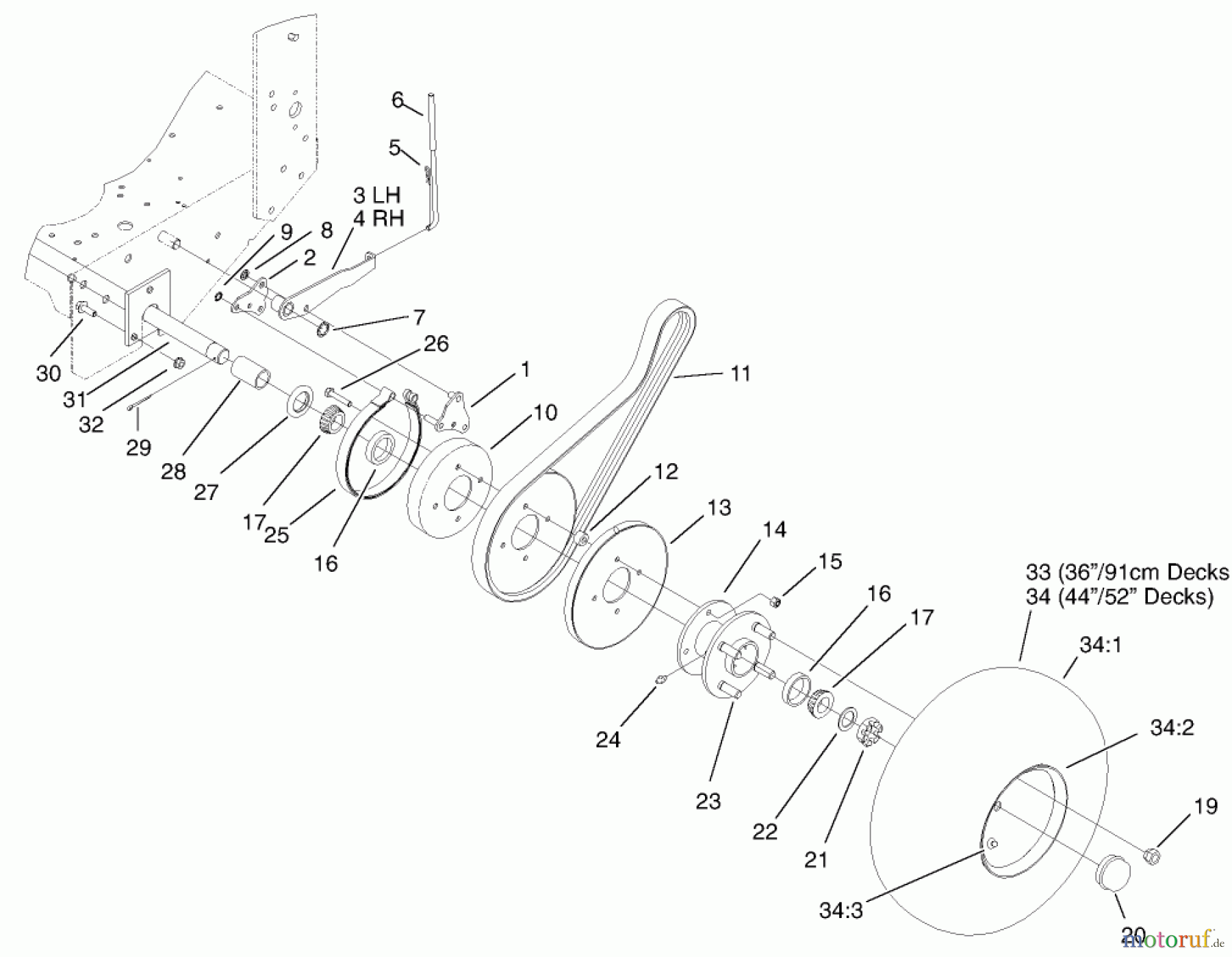  Rasenmäher für Großflächen 30254 - Toro Mid-Size ProLine Mower, Gear Drive, 15 hp, 44