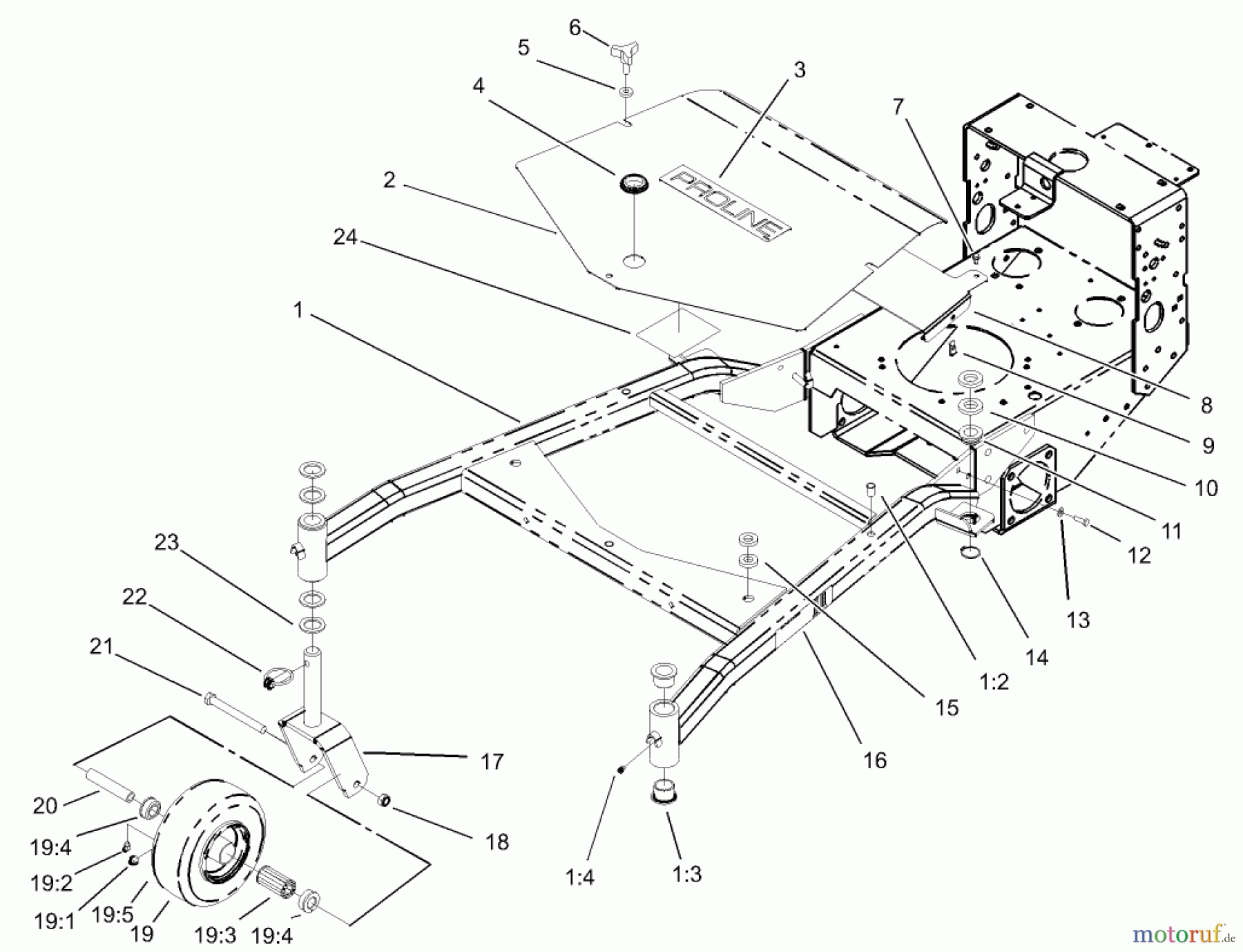  Rasenmäher für Großflächen 30321 - Toro Mid-Size ProLine Mower, T-Bar, Gear Drive, 17 HP, 44