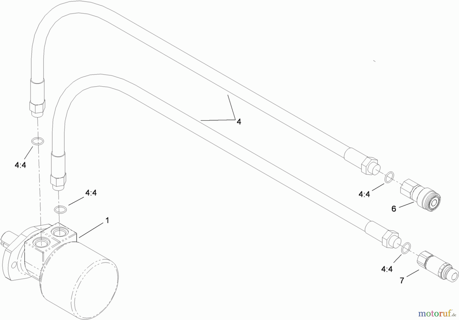  Compact Utility Attachments 23102 - Toro Soil Cultivator, Compact Utility Loaders (SN: 310000001 - 310999999) (2010) HYDRAULIC HOSE AND MOTOR ASSEMBLY