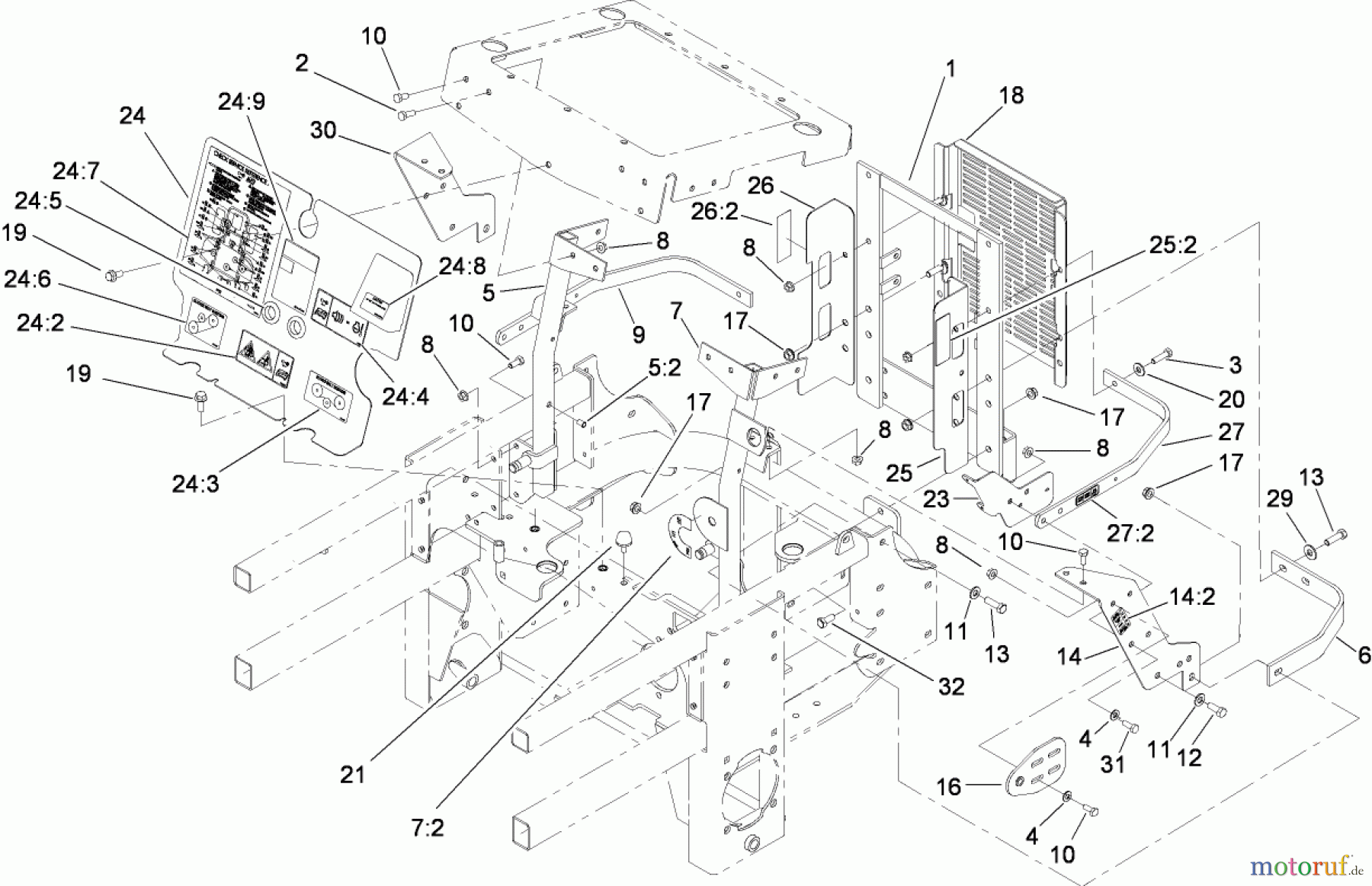  Zerto-Turn Mäher 74264TE (Z580-D) - Toro Z Master Mower, 132cm TURBO FORCE Side Discharge Deck (SN: 280000001 - 280999999) (2008) ENGINE HOUSING ASSEMBLY