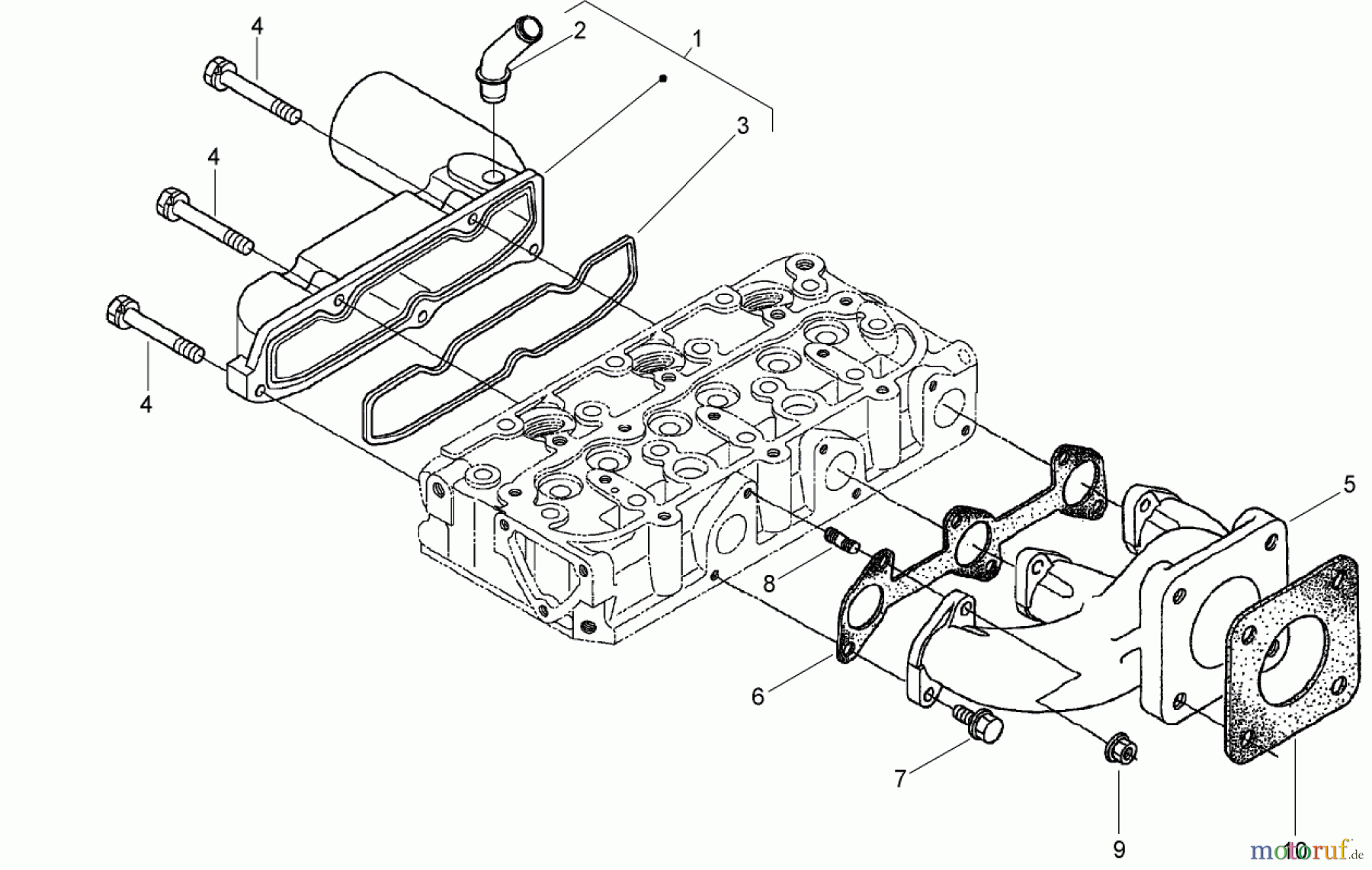  Zerto-Turn Mäher 74279TE (Z593-D) - Toro Z Master Mower, 52 Rear Discharge Deck (SN: 270000001 - 270999999) (2007) INLET AND EXHAUST MANIFOLD ASSEMBLY