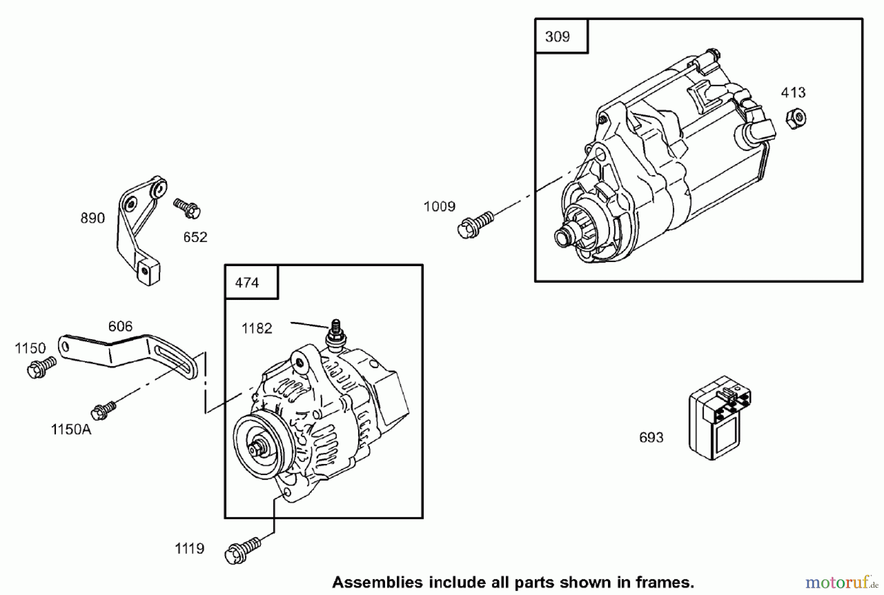  Zerto-Turn Mäher 74281TE (Z597-D) - Toro Z Master Mower, 72 Rear Discharge Deck (SN: 260000001 - 260999999) (2006) STARTER MOTOR AND ALTERNATOR ASSEMBLY