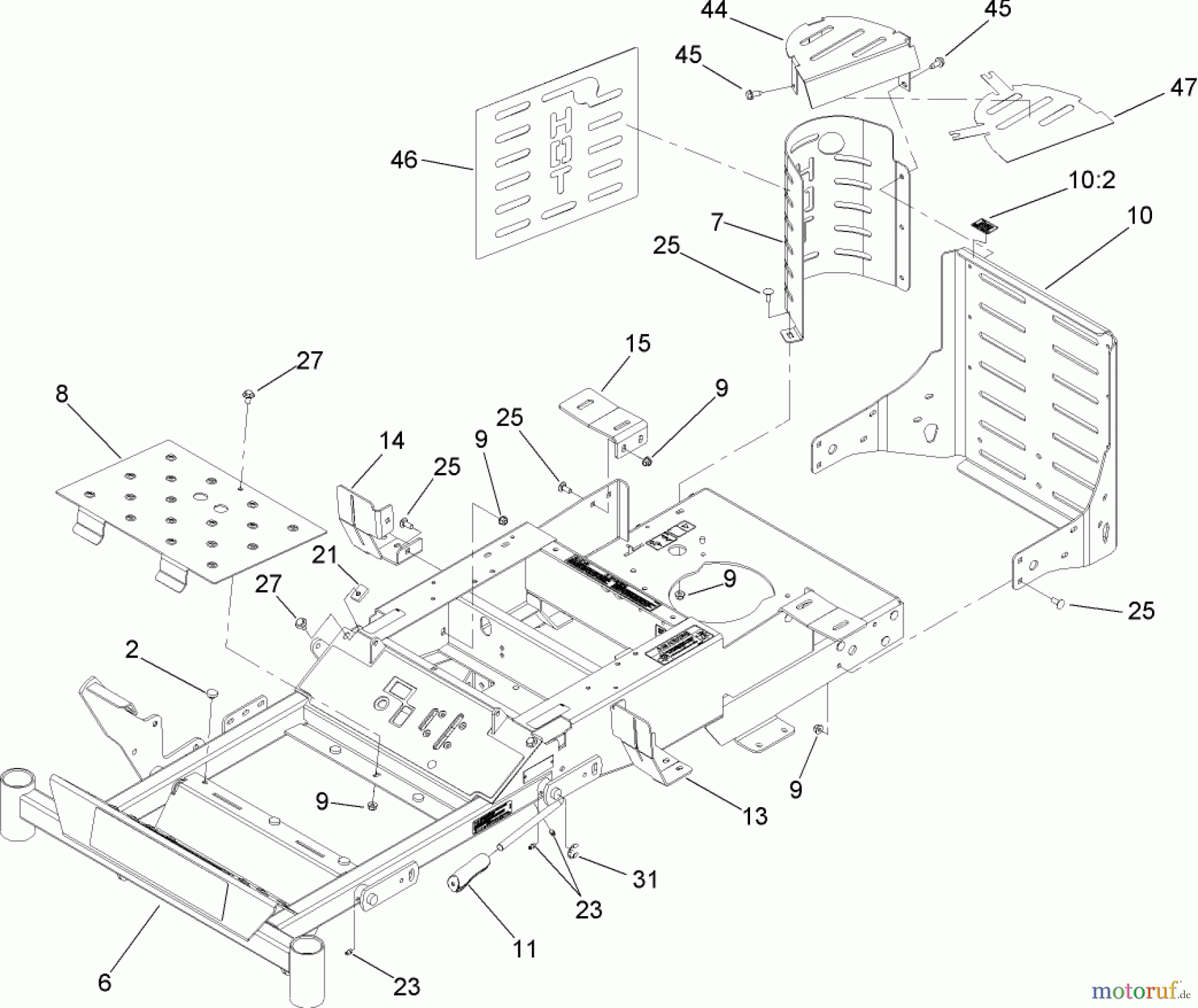  Zerto-Turn Mäher 74408TE (Z334) - Toro Z Master Mower, 86cm 7-Gauge Side Discharge Deck (SN: 270000701 - 270999999) (2007) FRONT FRAME ASSEMBLY